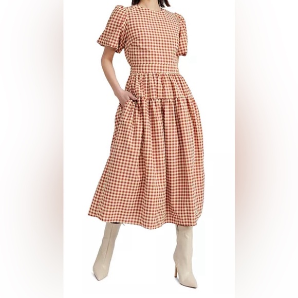 En Saison Red and White A-Line Skirt - Picture 2 of 9